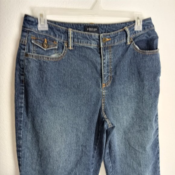 Sonoma Life&Style Jeans Women's Size 12 Straight Embroidered Button Flap Pockets - Picture 3 of 11